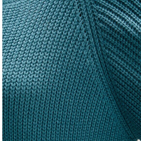 BloomChic Solid Pointelle Knit Lantern Sleeve Cold Shoulder Knit Top - Picture 4 of 6